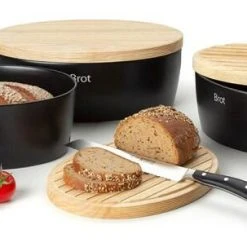 Continenta Brottopf Oval Aus Keramik Mit Holzdeckel, Matt Schwarz 30 X 23 X 13,5 Cm 7 Continenta Brottopf Oval Aus Keramik Mit Holzdeckel, Matt Schwarz 30 X 23 X 13,5 Cm -Kitchenaid Shop 3730 3732 3731 1