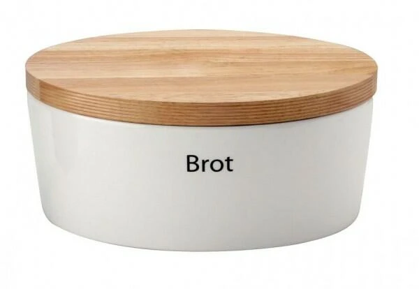 Continenta Brottopf Oval Aus Keramik Mit Holzdeckel 36 X 23 X 13,5 Cm 1 Continenta Brottopf Oval Aus Keramik Mit Holzdeckel 36 X 23 X 13,5 Cm