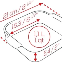 Appolia Auflaufform Quadratisch In Ecru 21 Cm / 1,1 Liter -Kitchenaid Shop APPOLIA DIMENSIONS Carre 21 1 1