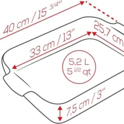 Appolia Auflaufform Rechteckig In Rot 40 Cm / 5,2 Liter 19 Appolia Auflaufform Rechteckig In Rot 40 Cm / 5,2 Liter -Kitchenaid Shop APPOLIA DIMENSIONS Rectangle 40 5 3