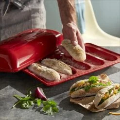 Emile Henry Mini Baguette-Set In Fusain -Kitchenaid Shop EH 5519 Amb Moule 5MiniBaguettes Baker Open A